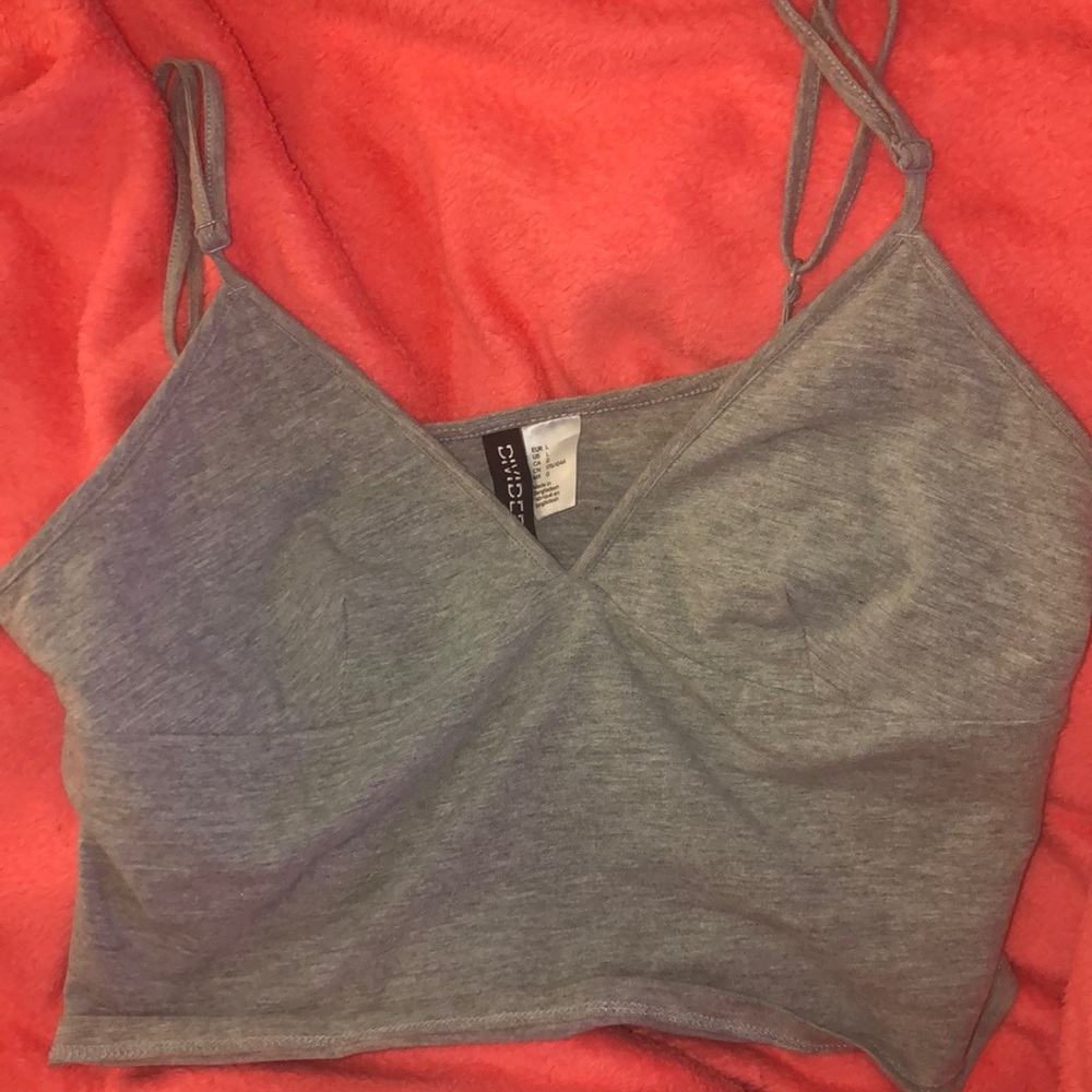 Grey V cut crop top